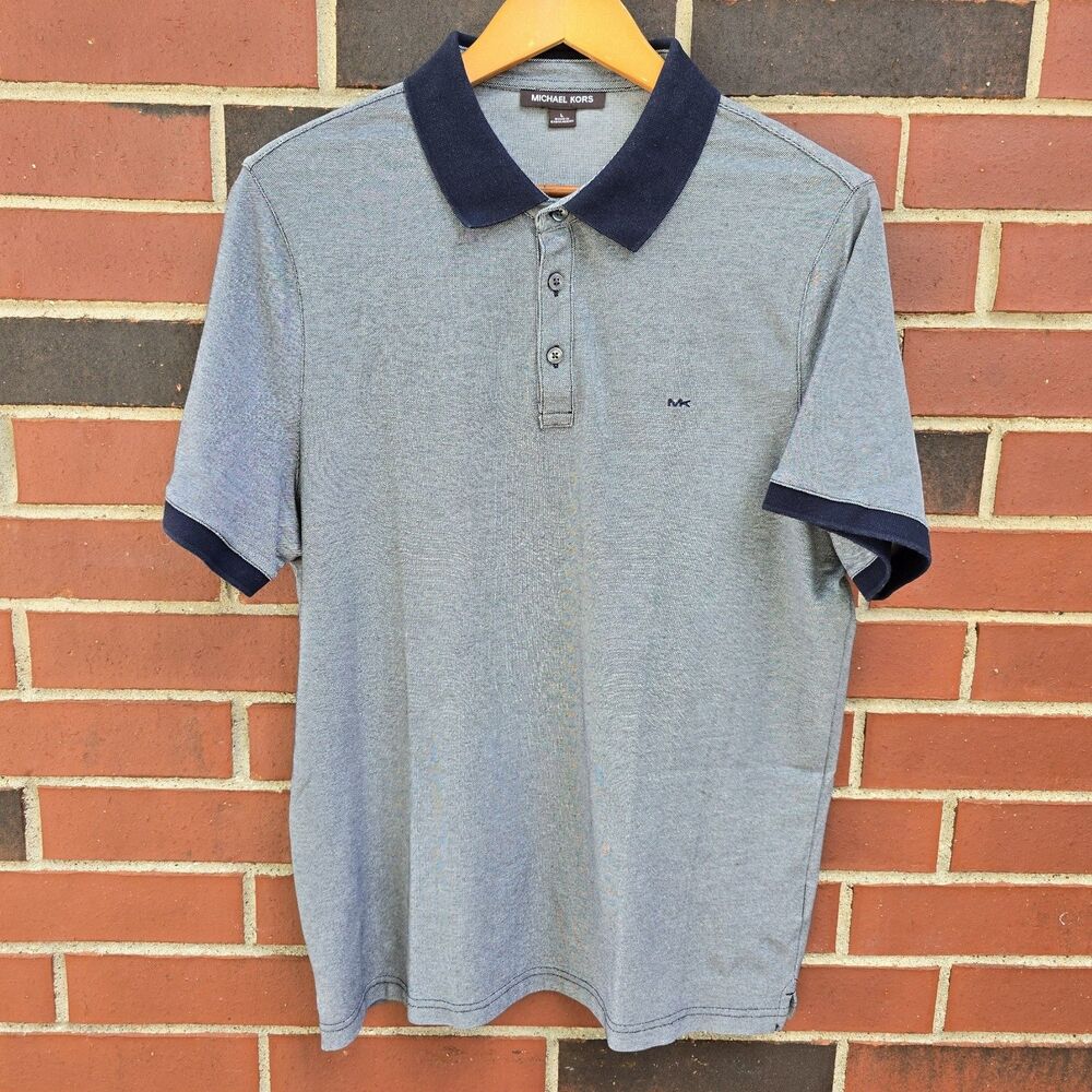Michael Kors Gray Blue Polo Shirt Men's Size L Excellent Condition